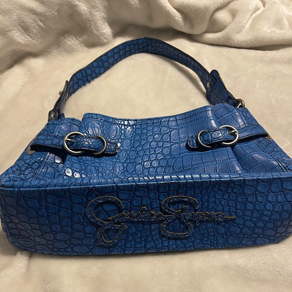Jessica Simpson blue Croc leather handbag